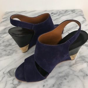 Never worn Chloe open toe sling back wedge pumps